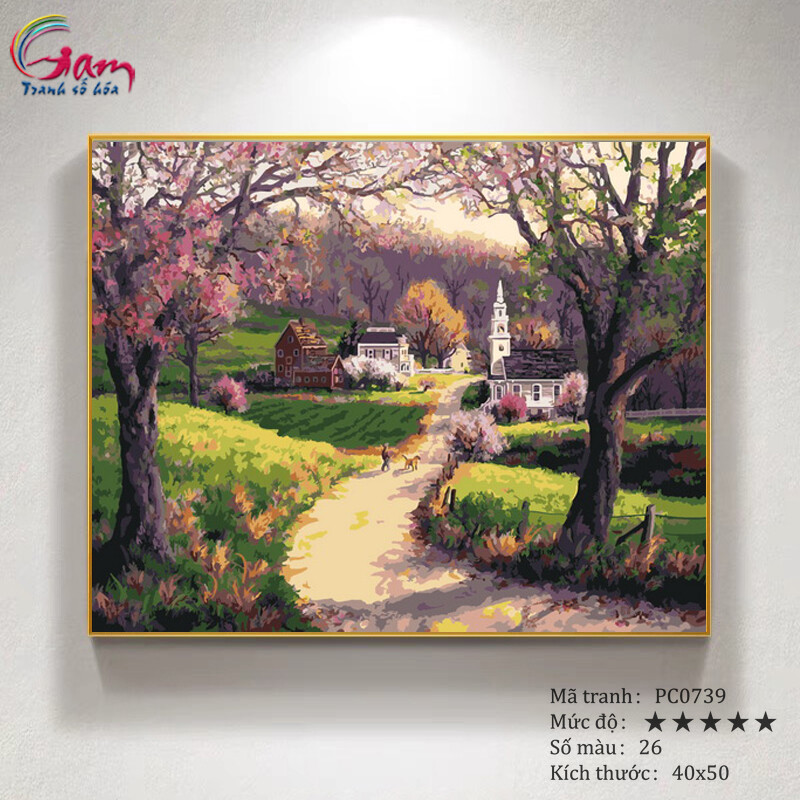 DIY Painting By Numbers Kit Landscape Spring Painting No PC0739 For Home Wall Decor, New Hobby And Gift Picture On Canvas Acrylic paint Coloring By Number