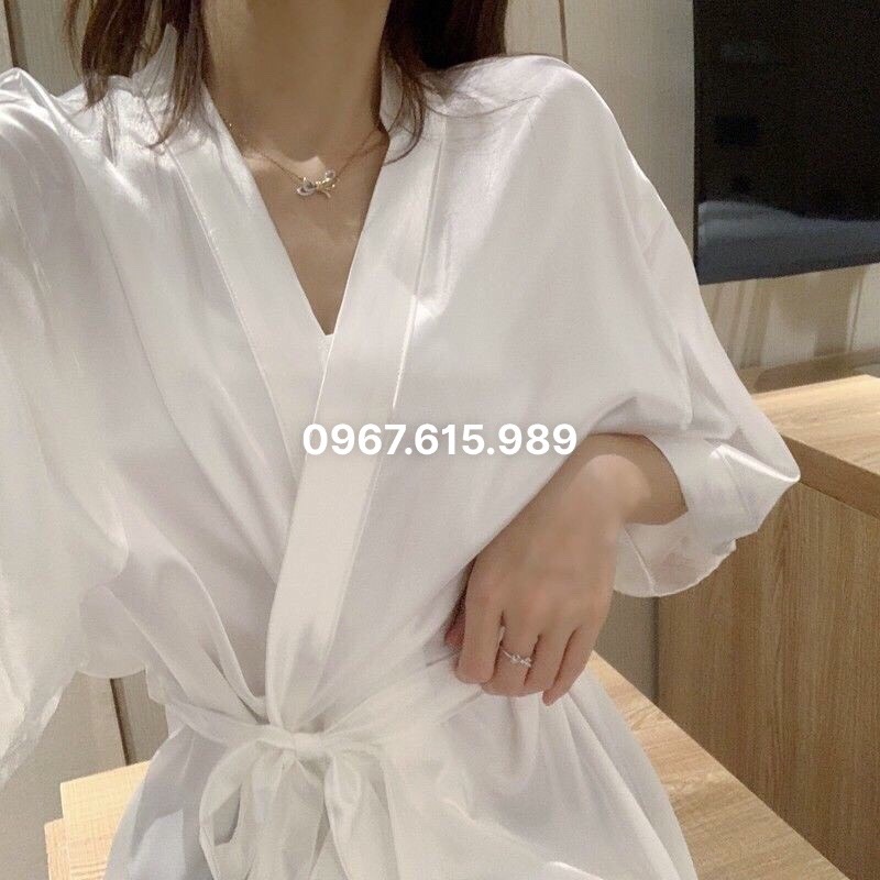 Áo choàng lụa spa, áo choàng salon tóc, áo choàng make up vải lụa cao cấp