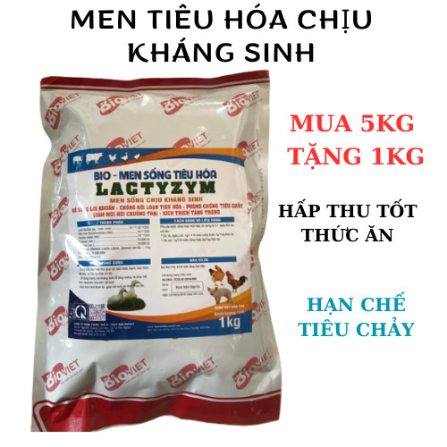 Men tiêu hóa giúp gia súc gia cầm khô phân, hạn chế các bệnh đường ruột, tăng sức đề kháng cho chó, mèo, trâu, bò, lợn, gà1kg