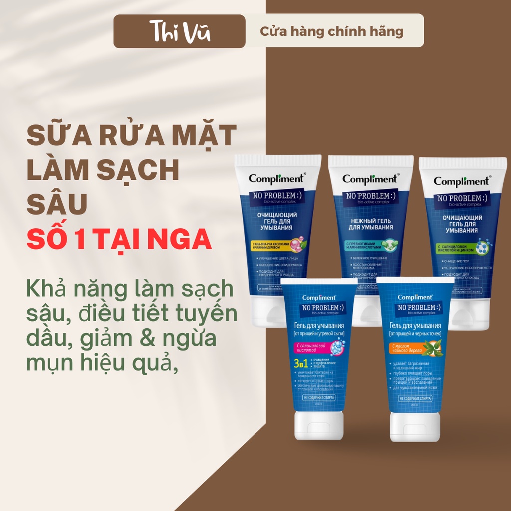 Sữa rửa mặt BHA Compliment No Problem làm sạch sâu giảm mụn 200ml - Thi Vũ