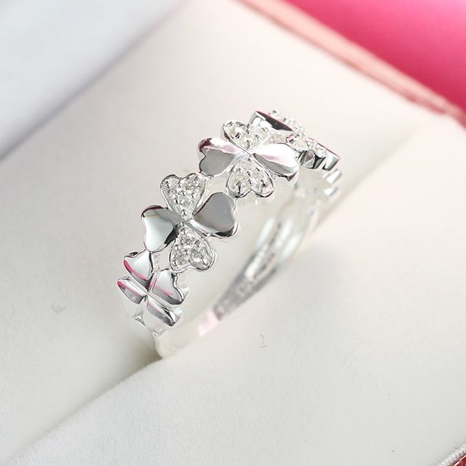 Nhẫn nữ bạc thật hình cỏ 4 lá may mắn đẹp NN0105 - Trang Sức TNJ