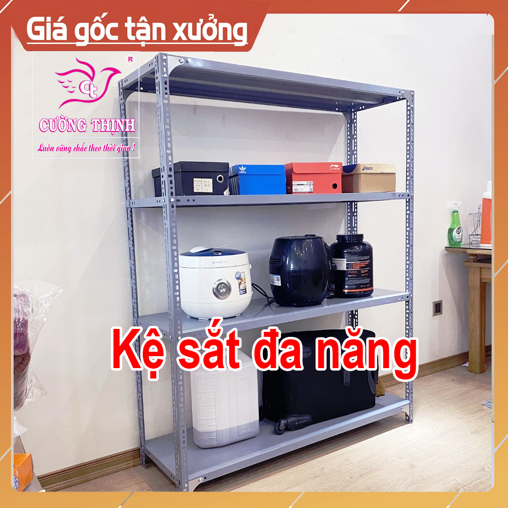 Kệ sắt trưng bày 4 tầng, cao 1m5 x dài 1m2 x rộng 40cm, kệ sắt v lỗ, kệ sắt đa năng