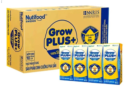 Sữa pha sẵn Nutifood Growplus Vàng - sữa non 180ml (thùng 48 hộp)