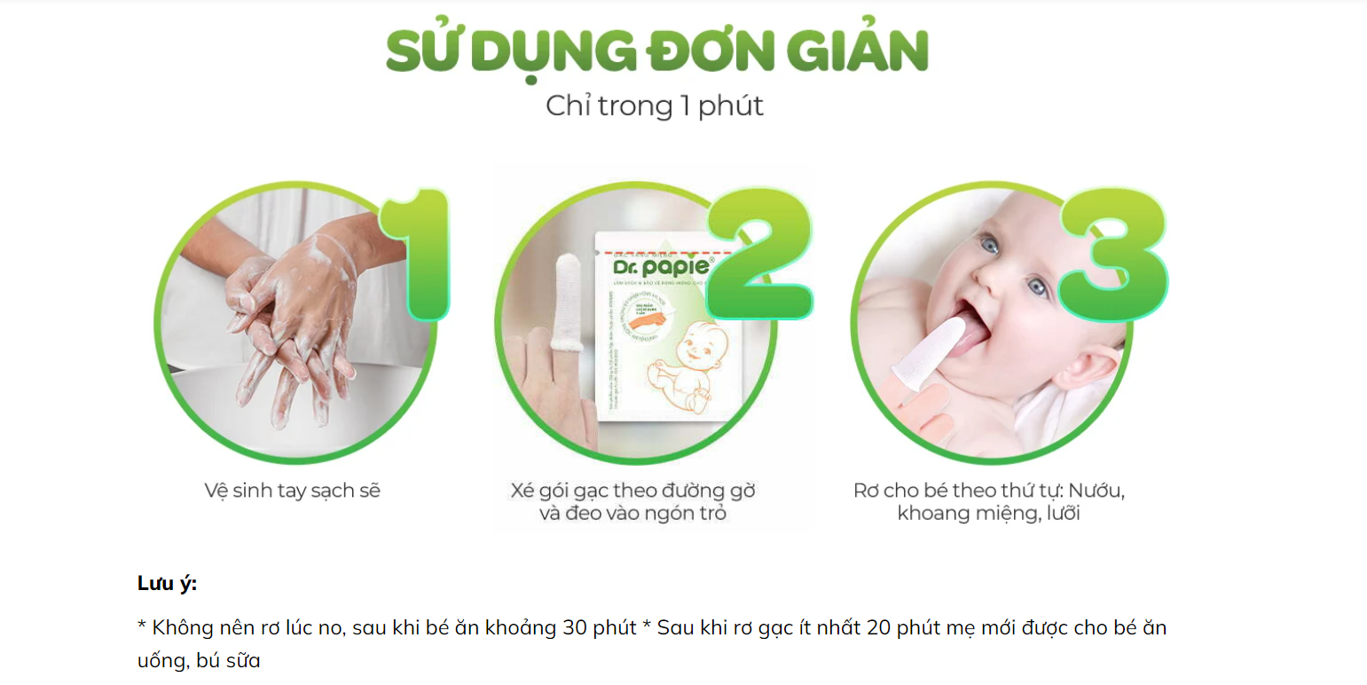 Gạc Rơ Lưỡi Dr.Papie - 30Gói/Hộp