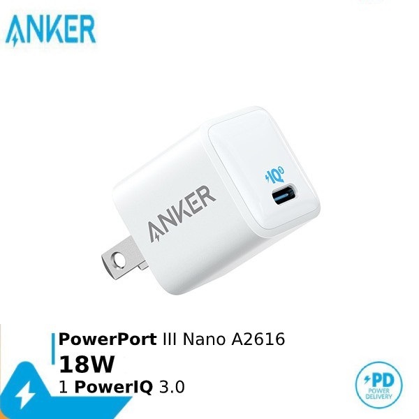 Sạc ANKER PD 18W PowerPort III Nano 1 cổng PowerIQ 3.0 18W A2616