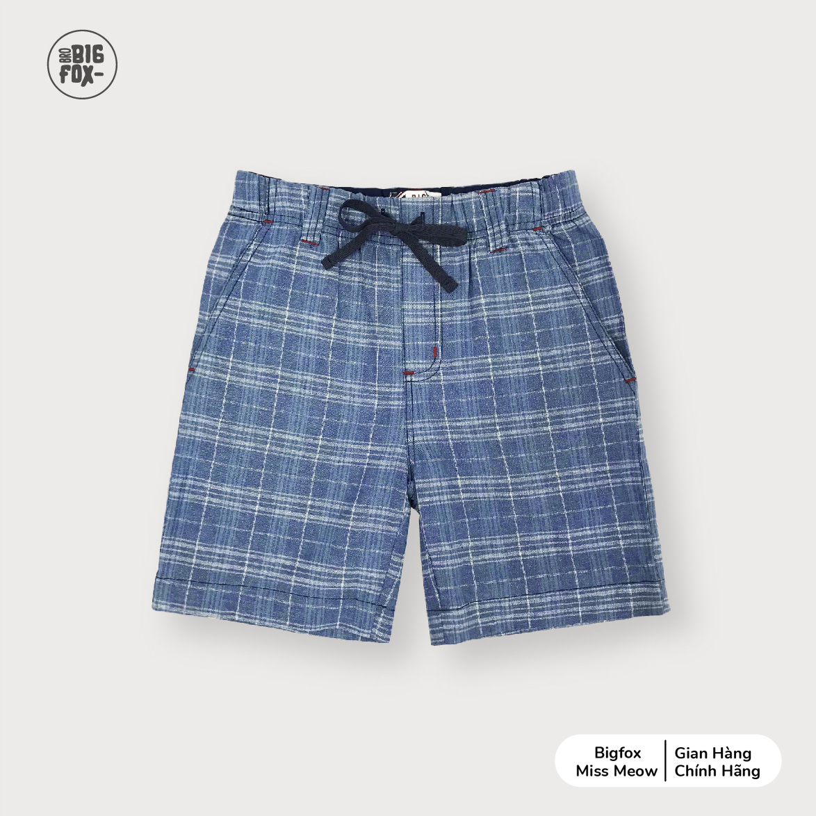 Quần short bé trai size đại BIGFOX - MISS MEOW chất kaki thô mềm hoạ tiết kẻ phối áo phông cực đẹp size trẻ em 2,3,4,5,6,7,8,9,10,11,12 tuổi 11-35kg