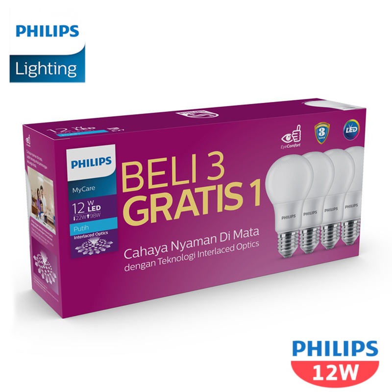 Bóng đèn LED Philips 12W 6500K Trắng 4 Gói