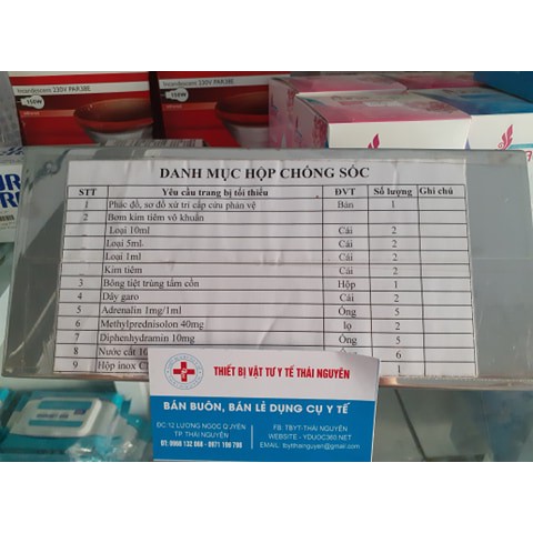 Bộ cấp cứu phản vệ (chống sốc phản vệ theo chuẩn bộ y tế)