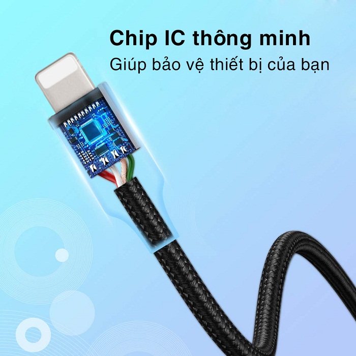 Cáp sạc Ossan siêu nhanh chip đời mới cho Iphone dài 20cm IS20