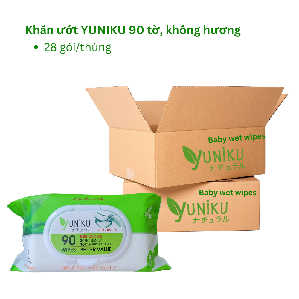 Khăn giấy ướt cao cấp 90 Tờ Yuniku (HÀNG CHÍNH HÃNG)