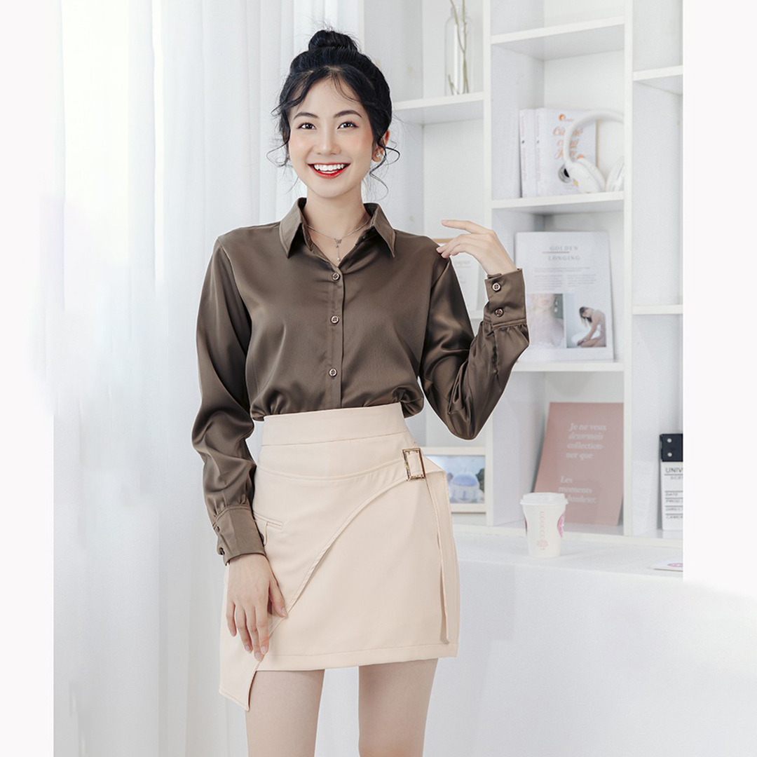 Chân váy nữ chữ A GINDY chân váy ngắn trên gối dáng ôm cạp cao thời trang công sở  V5130