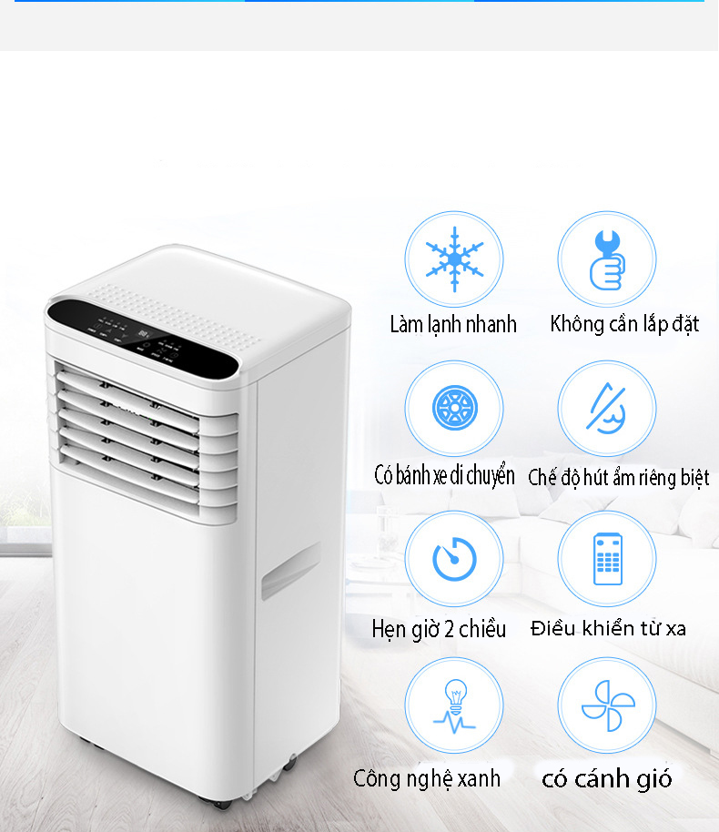 Máy điều hòa cây di động đa năng có điều khiển từ xa - điều hòa cây đứng có hút ẩm đa năng