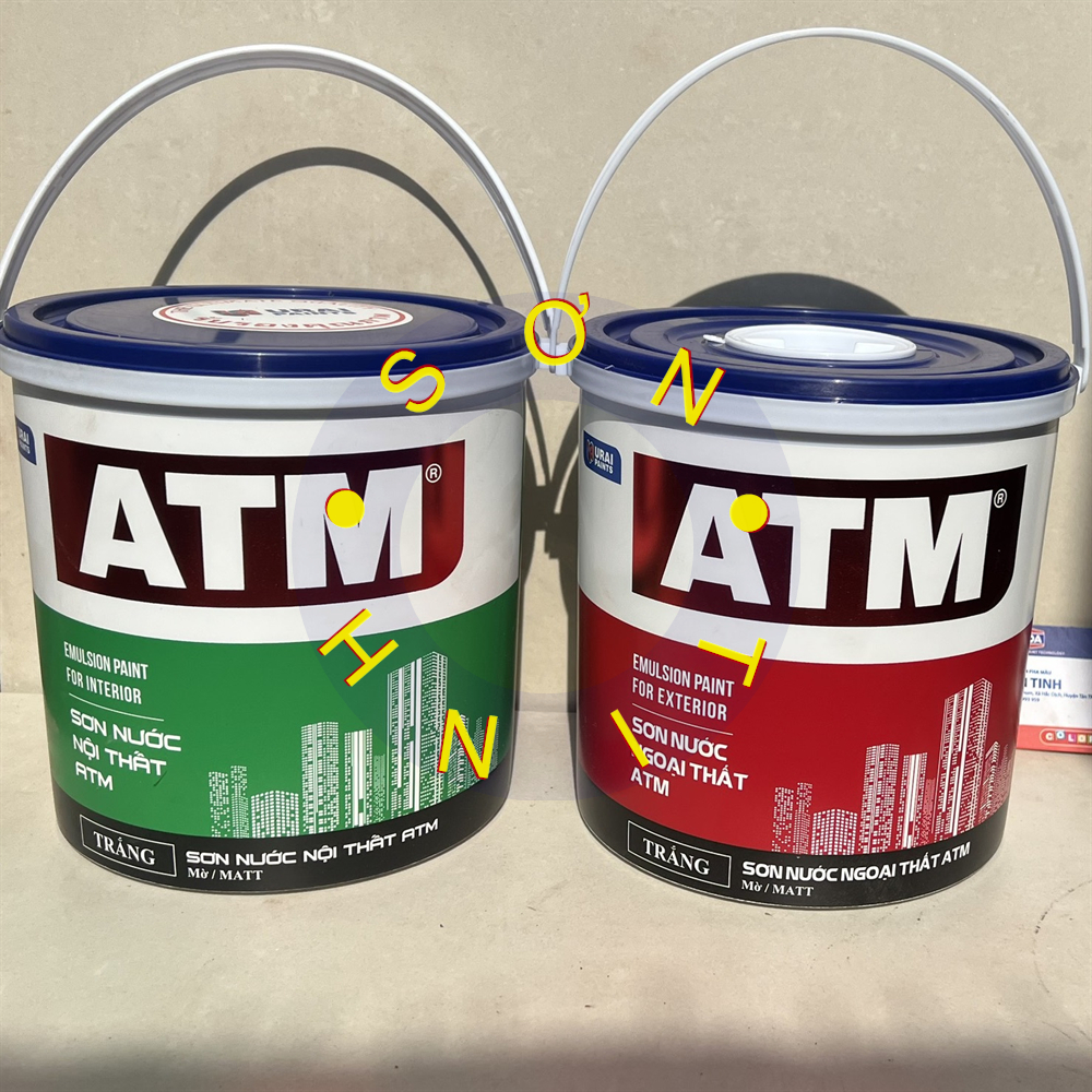 Sơn chậu SƠN NƯỚC NGOÀI TRỜI hệ nước màu trắng ATM (3,35L ~ 5kg ), sơn tường phào chỉ bê tông thạch cao