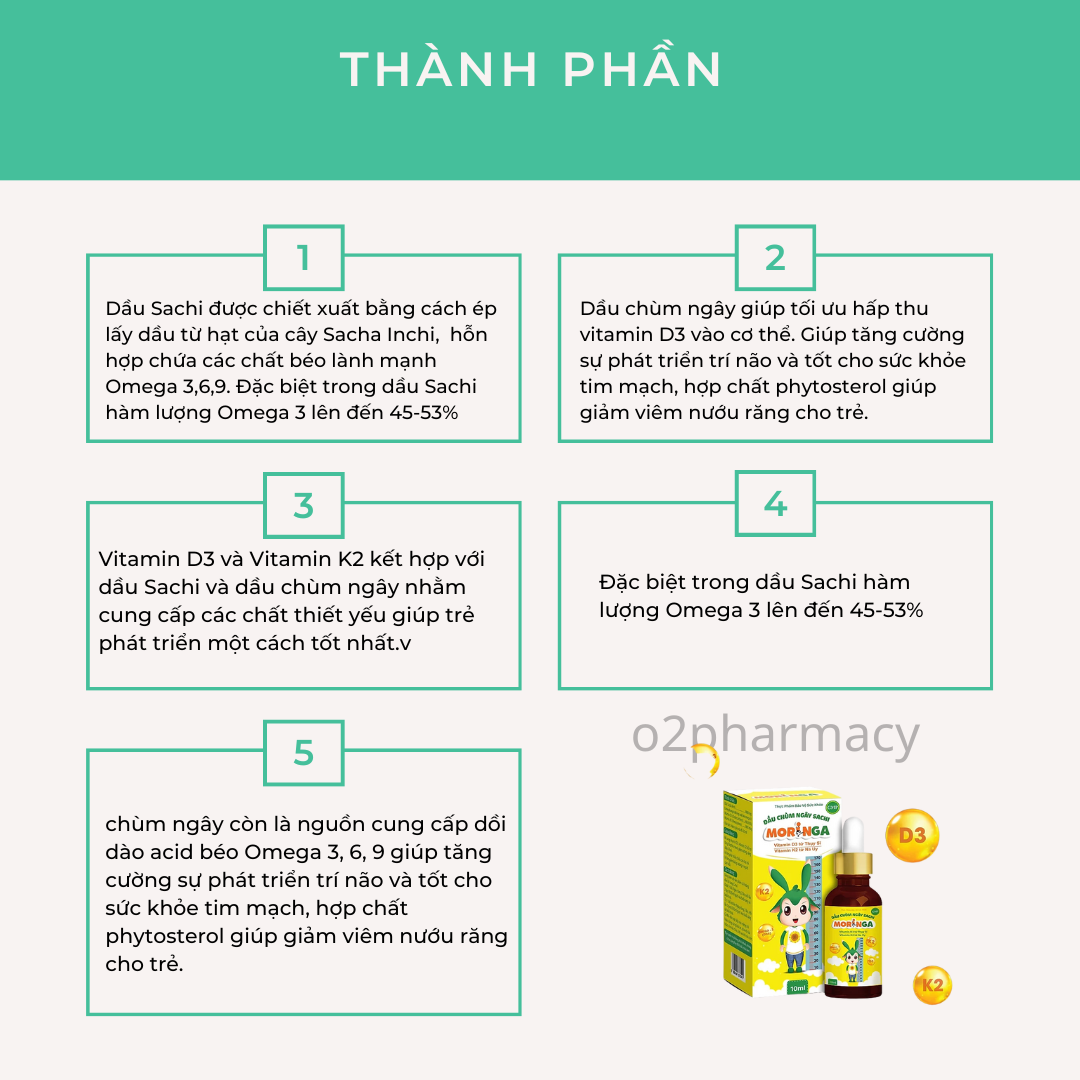 Vitamin D3 Dầu chùm ngây Moringa 10ml