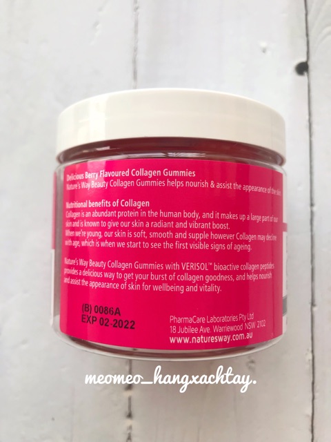 Collagen dạng kẹo dẻo Nature’s Way Collane gummies Úc(Hồng trước 40 tuổi)