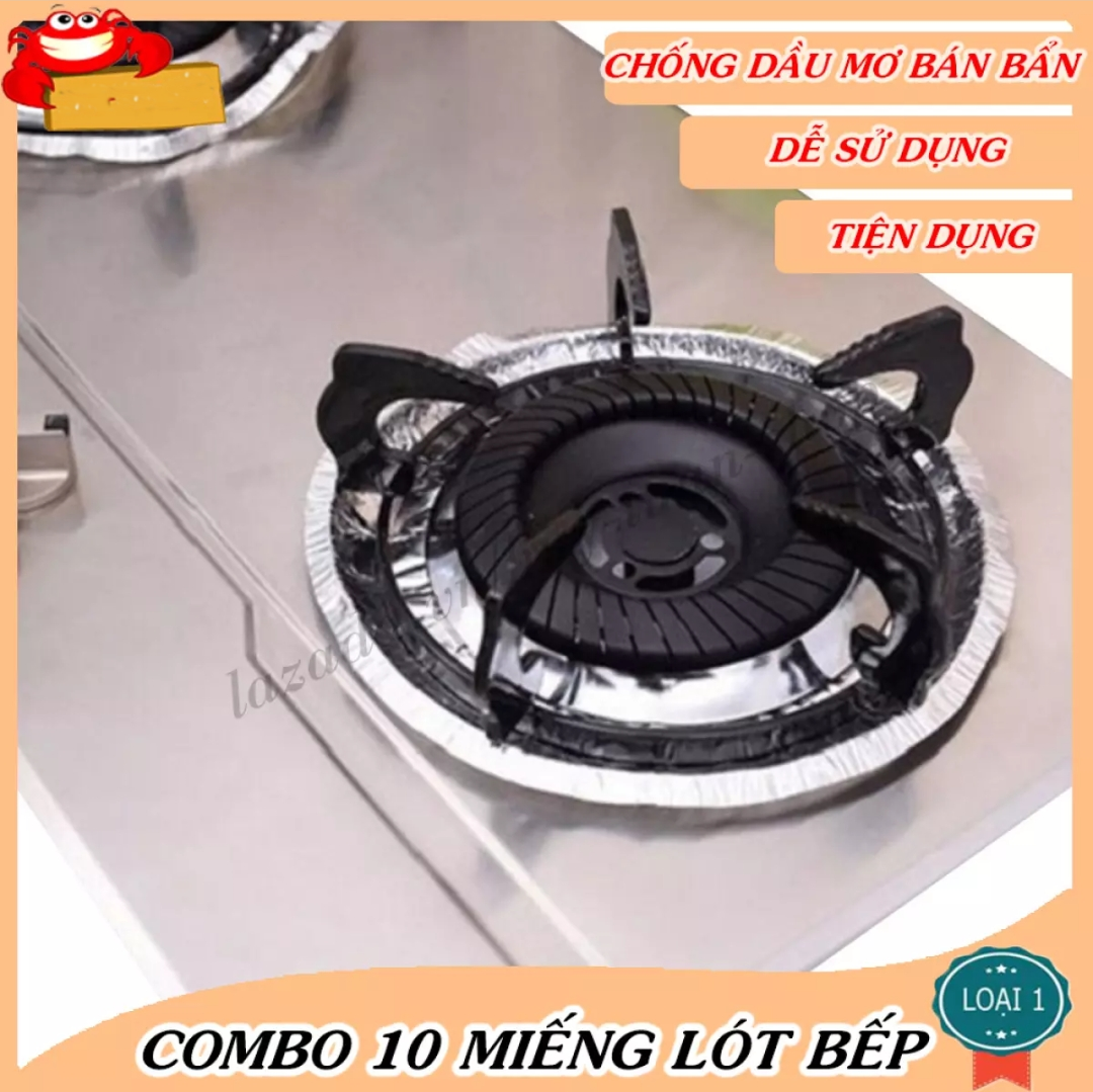 Tấm bạc lót bếp ga- Giấy bạc lót bếp- Giấy bạc chịu nhiệt bếp [ 1 set 10 tấm] .
