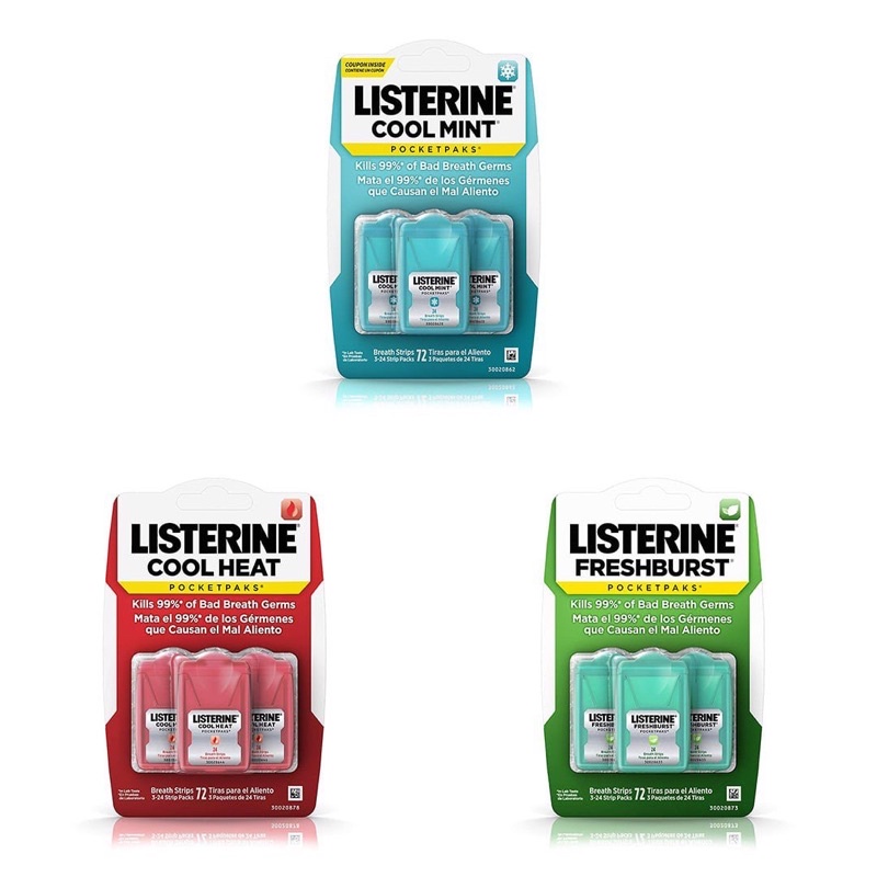 Miếng Ngậm Thơm Miệng Listerine Pocketpaks (Set 3 hộp -72 miếng)