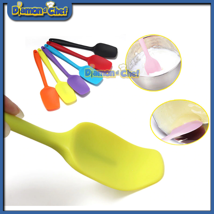 Thìa vét bột silicon đúc màu sắc 28cm (phới thìa silicon)