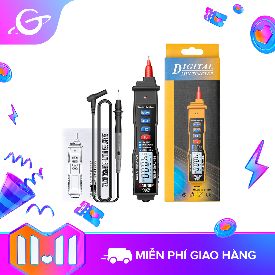 Digital Multimeter Non Contact Pen Type Meter 4000 Counts with AC/DC Voltage Resistance Capacitance Hz Tester Tool A3003
