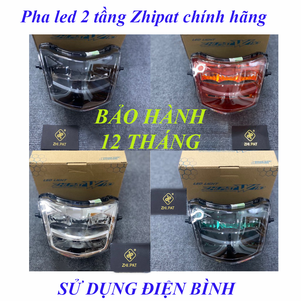 Đèn Led 2 tầng ZHIPAT cho Wave Alpha Wave S WAVE A 2020 Wave RS Future X (chóa màu trắng xi ĐEN KHÓI)