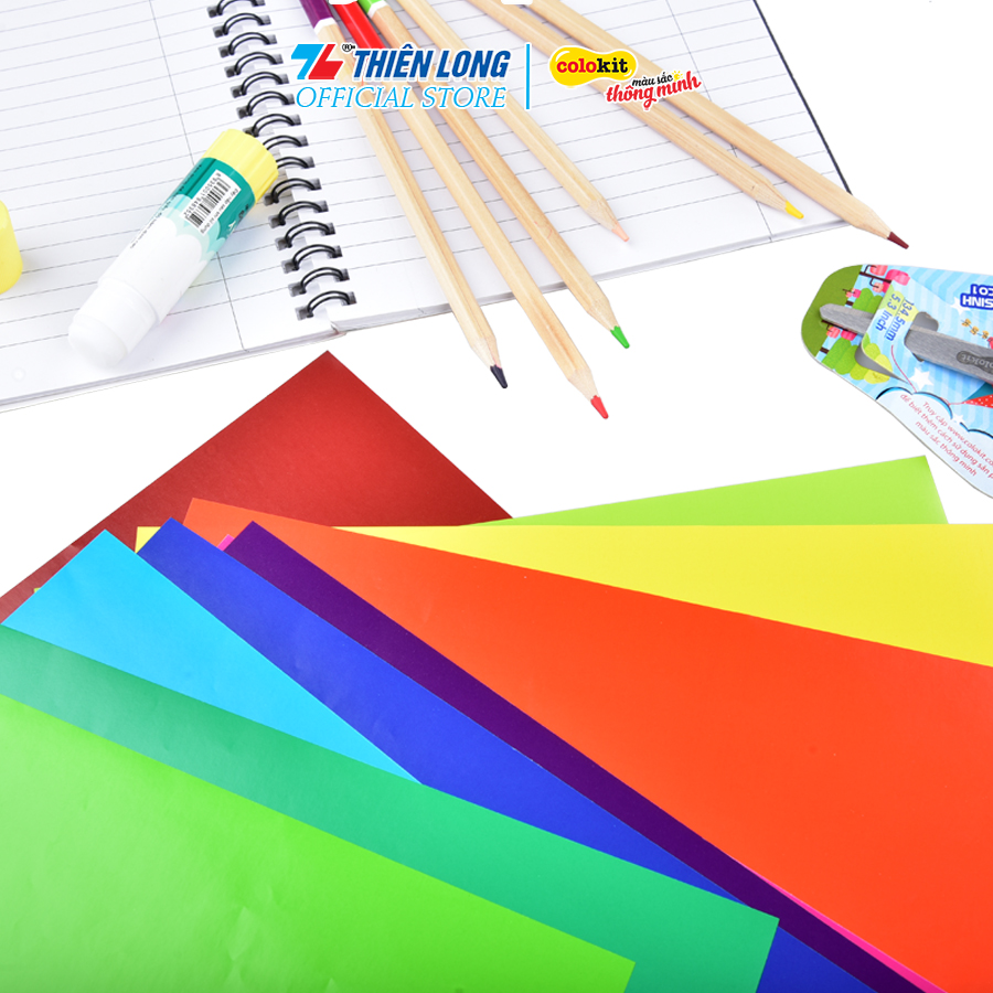 Combo 5 Xấp Giấy thủ công Thiên Long Colokit GTC-C003 (1 Xấp gồm 12 tờ - 12 màu)