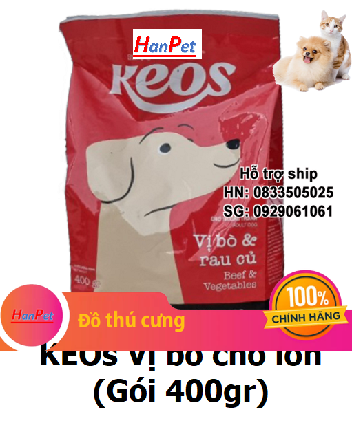 Hanpet - Thức ăn chó dạng hạt KEOS (dành cho chó trên 1 năm tuổi) gói 400gr ( 209)- HP10300TC