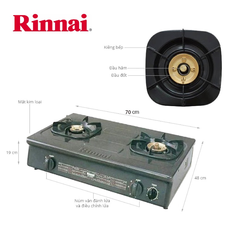 Bếp gas 7 tấc Rinnai RV-970 (GT), Chén đồng có đầu hâm