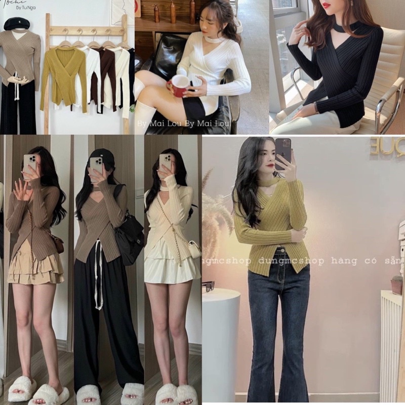 Áo len vạt chéo 5 màu hót(kèm ảnh thật và video)