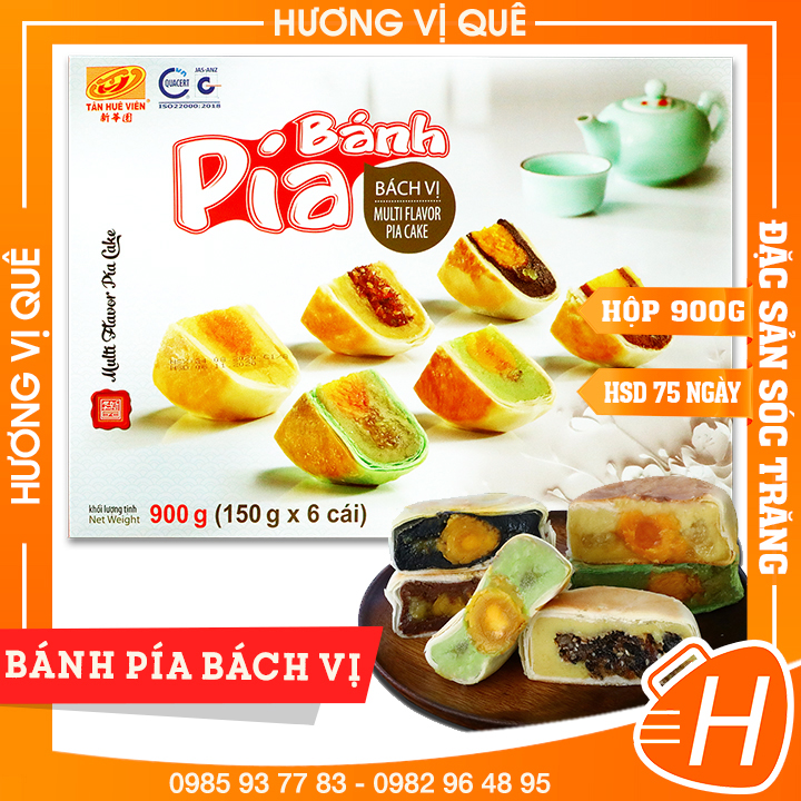 Bánh Pía Bách Vị Tân Huê Viên - Hộp 6 Bánh 6 Vị Riêng Biệt - Đặc Sản Sóc Trăng