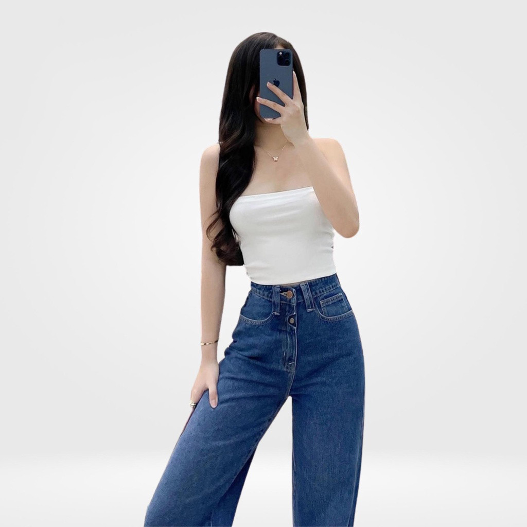 Áo croptop quây ngực len tăm nữ. áo thun dáng ôm màu đen trắng SIÊU HOT