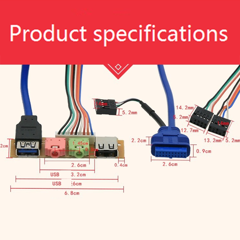 USB 2.0+ 3.0 Port Chassis PC Computer Case Audio Front Panel Replace Cable 70cm
