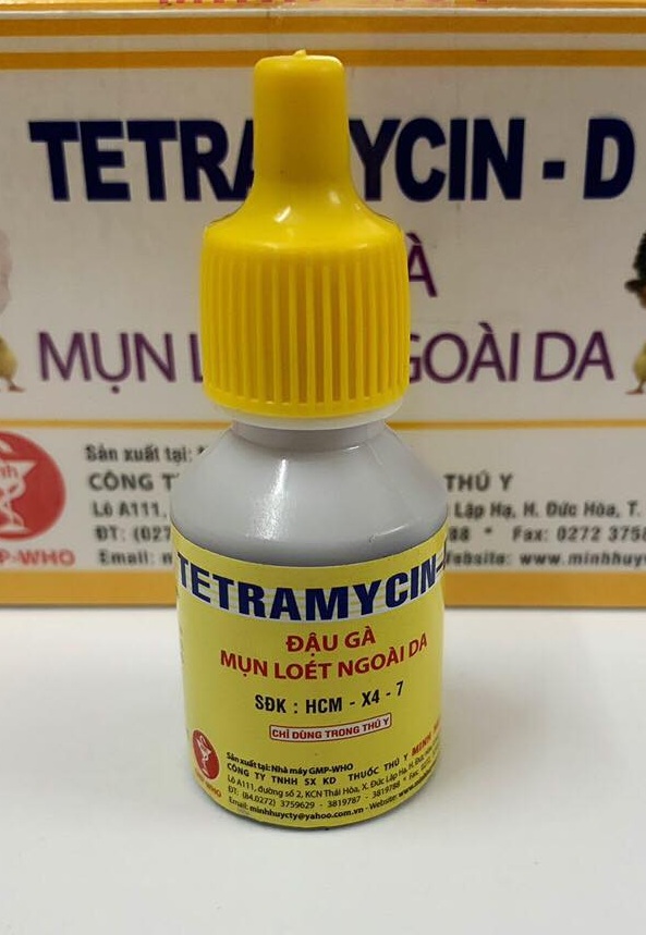 Minh Huy Tetramycin 10ml - Đậu Gà, Đậu Chim, Viêm Da Có Mủ, Mụn Loét