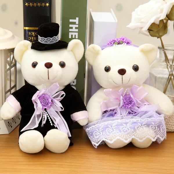 [HCM]GẤU BÔNG CẶP ĐÔI CÔ DÂU CHÚ RỂ TRẮNG (17cm)