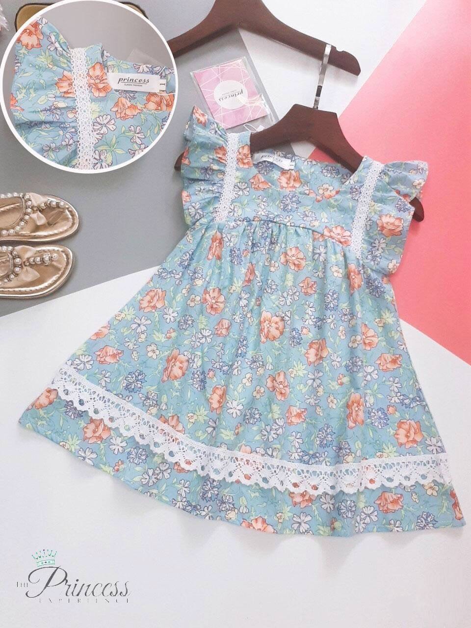 ĐẦM HOA TAY BÈO PHỐI REN DÀNH CHO BÉ GÁI