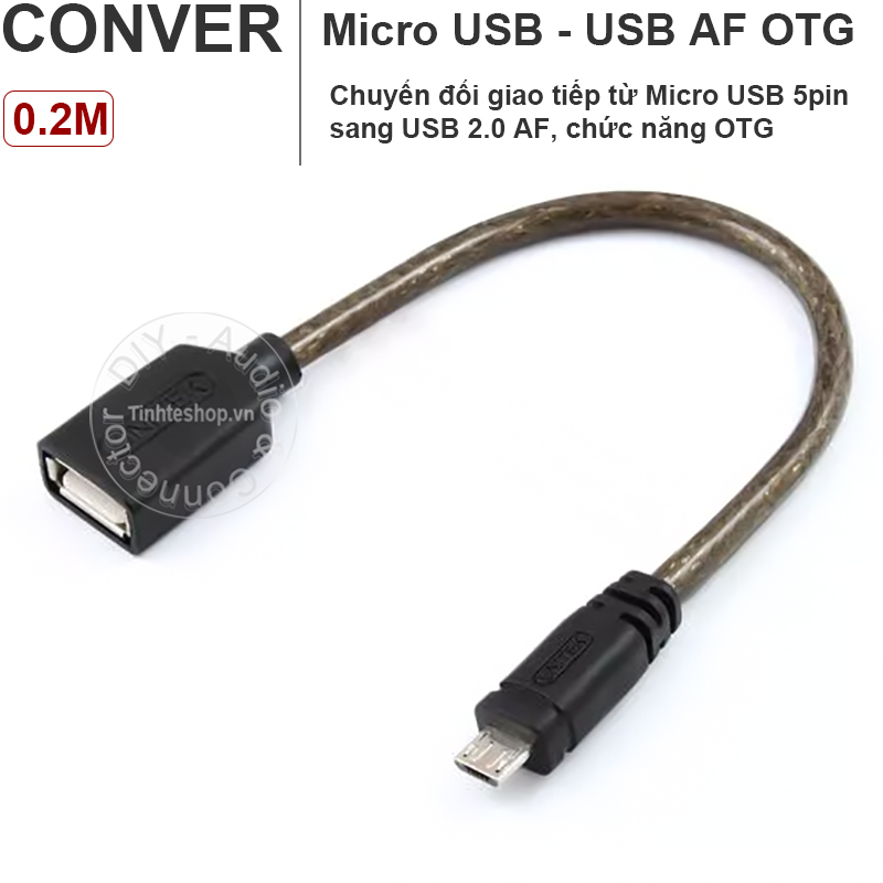 Micro usb otg for tab, smartphnone support usb flash, mouse/keyboard.v.v. 20cm unitek y-c438