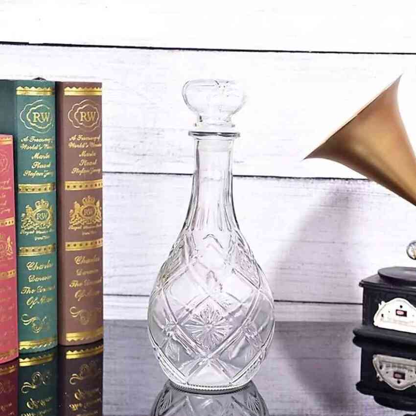 glass bottle 1000ML – Water drop shape – PineApple Design – A5 pattern - 1 bottle