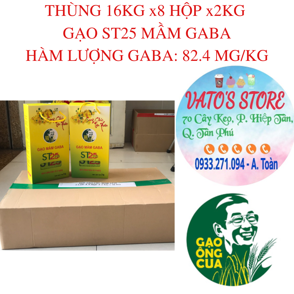 Thùng 8 hộp 2kg gạo mầm gaba sóc trăng st25 / combo 2 hộp gạo mầm gaba st25 hộp 2kg gạo ông cua đặc sản sóc trăng