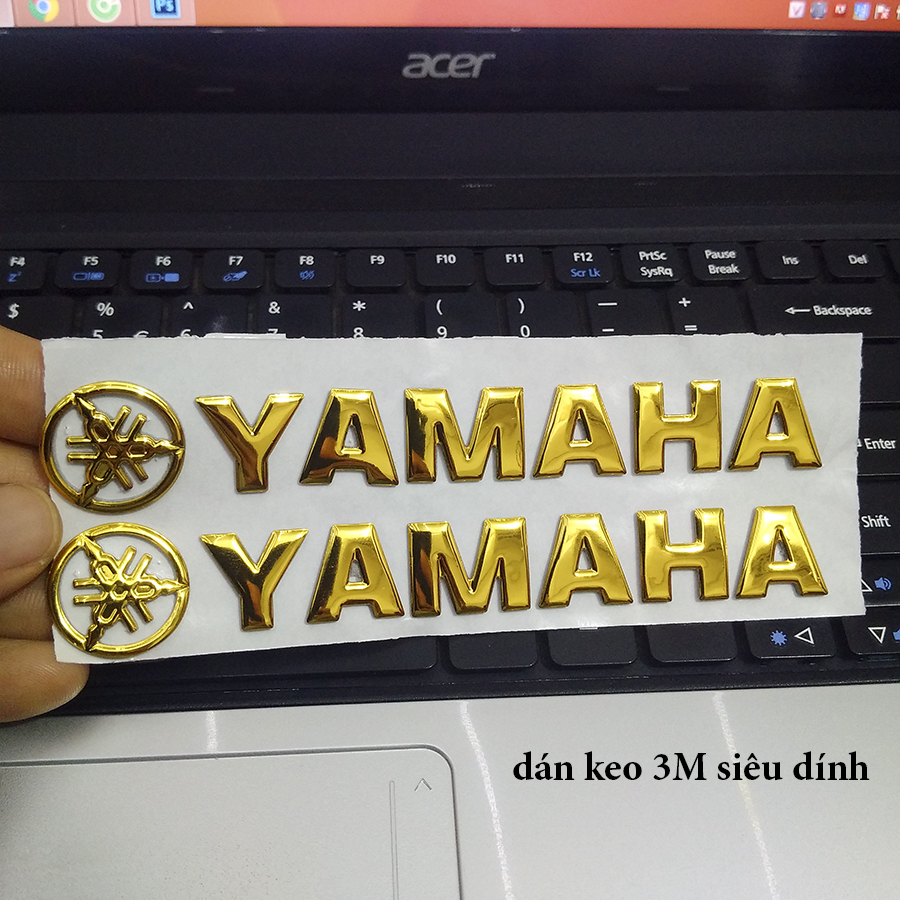 Cặp tem YAMAHA 3D Nổi - YA Vàng Gold