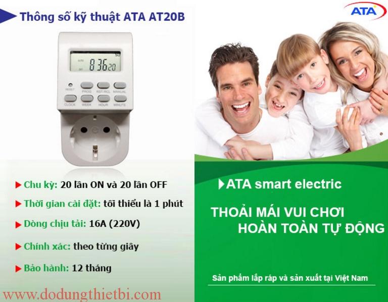 [HCM]Ổ cắm hẹn giờ tắt mở điện tự động ATA AT20B