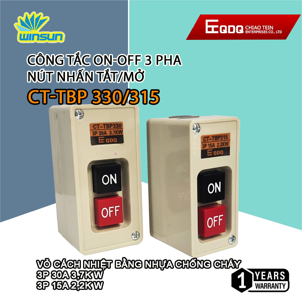 Công tắc on-off 3 pha nút nhấn tắt/mở