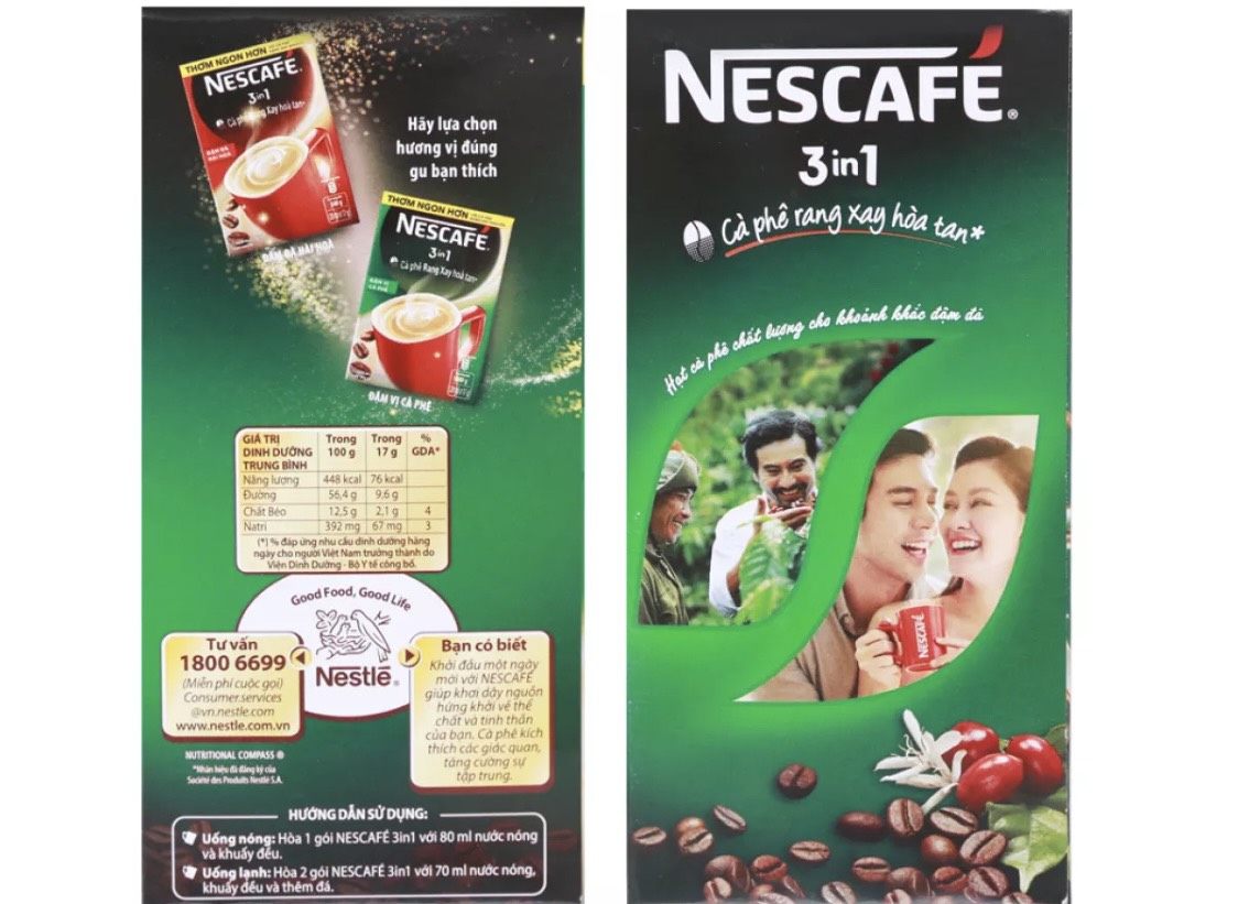 [HCM] Nescafé 3in1 Cà Phê Rang Xay Hòa Tan Đậm Vị Cà Phê (Hộp 20 gói x 17g)