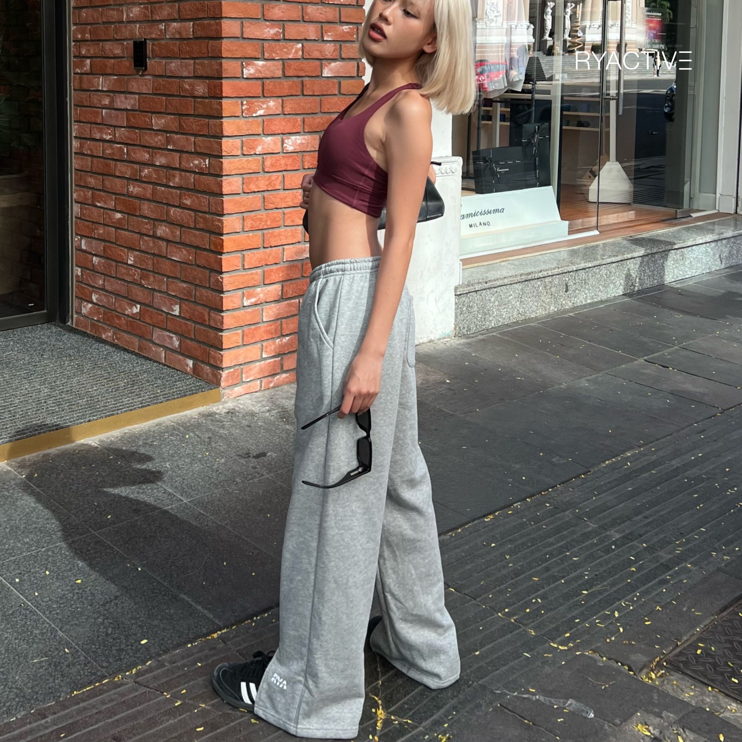 Quần nữ ống rộng RYACTIVE - RYA Loose Pant Light grey