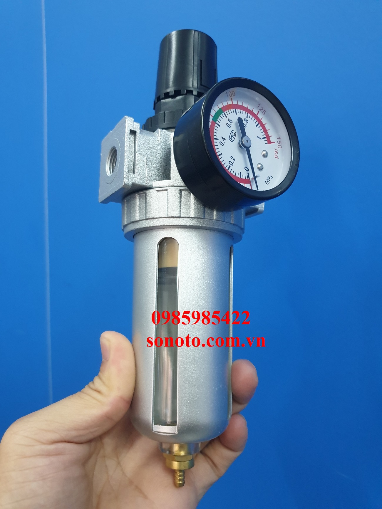 Bộ lọc hơi nước CIM đôi to cho máy nén khí 4000-04 - Bộ lọc hơi đôi cho máy hơi, hoặc phòng sơn - Lọc tách nước dầu bụi bẩn cho máy hơi máy nén khí máy hơi - loại đơn có điều áp và đồng hồ hiển thị áp suất SONQUANGPHU8856