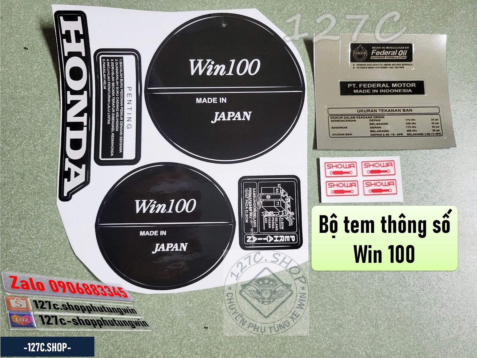 [HCM] Tem thông số / Tem bửng côn cá Win 100
