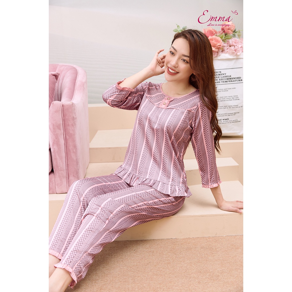 Đồ Bộ Mặc Nhà Lụa Áo Tay Lỡ, Quần Dài Emma ETLU.21.017.09