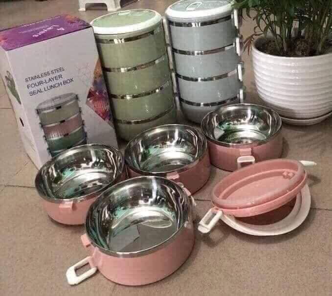 Cặp lồng đựng cơm giữ nhiệt lúa mạch 4 tầng lõi inox.