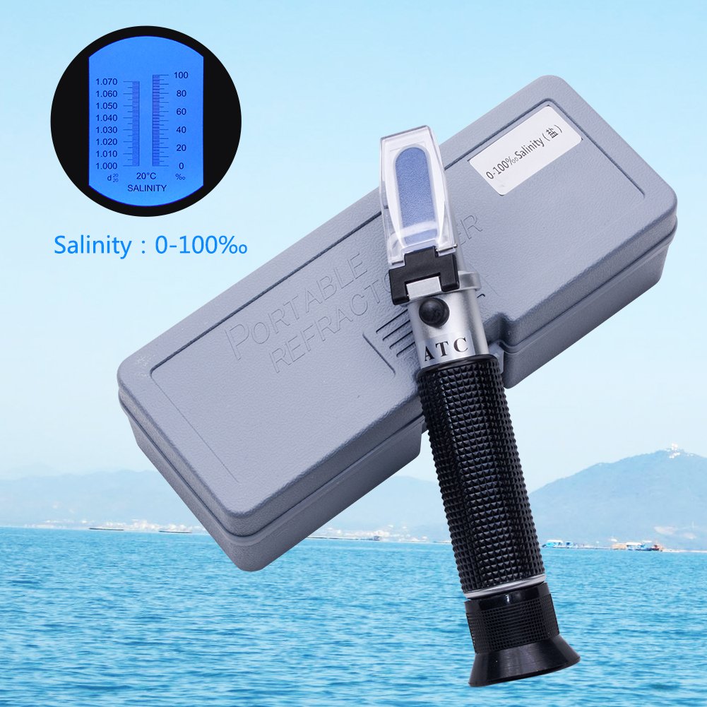 Yieryi Khúc Xạ Kế Độ Mặn 0-100, 1.000-1. Máy Đo Độ Mặn Nước Biển 070SG ATC