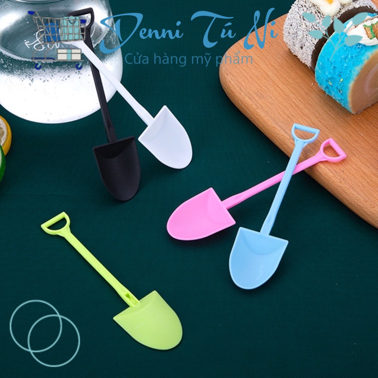 Combo 05 Muỗng Xẻng Nhựa Lấy Kem, Muỗng Nạo Kem Mặt Thái, Muỗng Nhựa Múc Kem - mỹ phẩm Denni