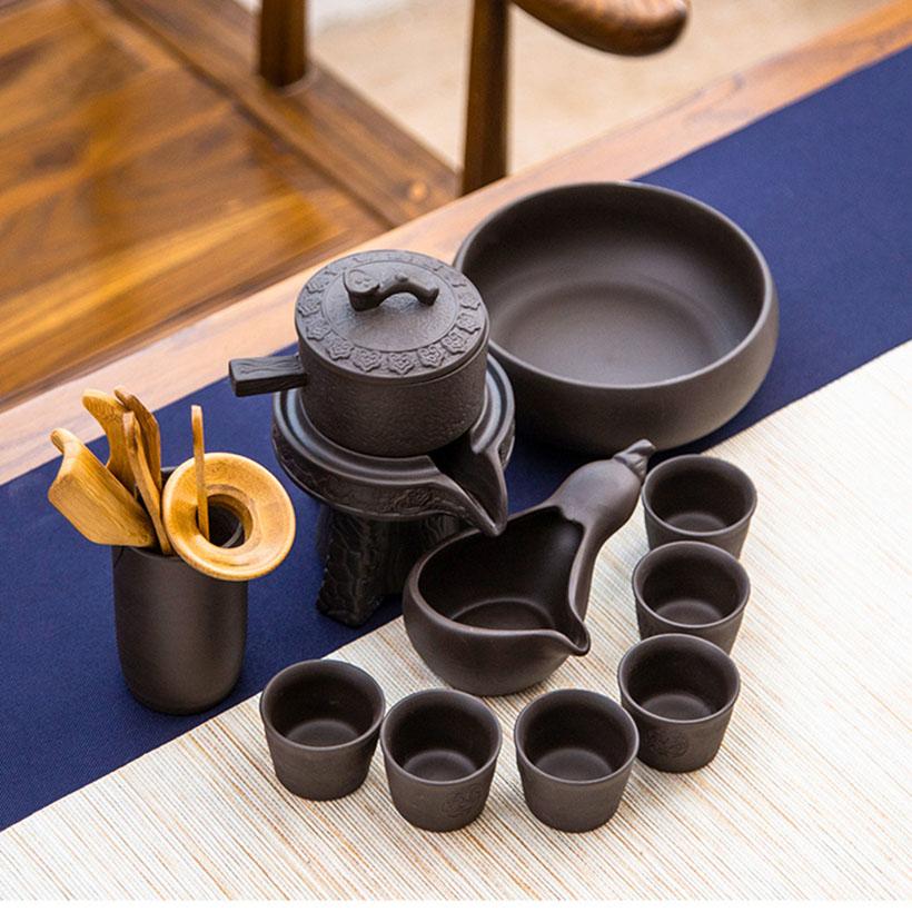 Bộ ấm trà gốm sứ tự động rót