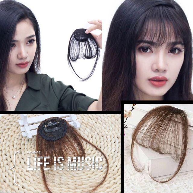 [HCM]TÓC GIẢ MÁI THƯA CÓ MAI 2 BÊN-MÀU NÂU ĐỎ SẪM